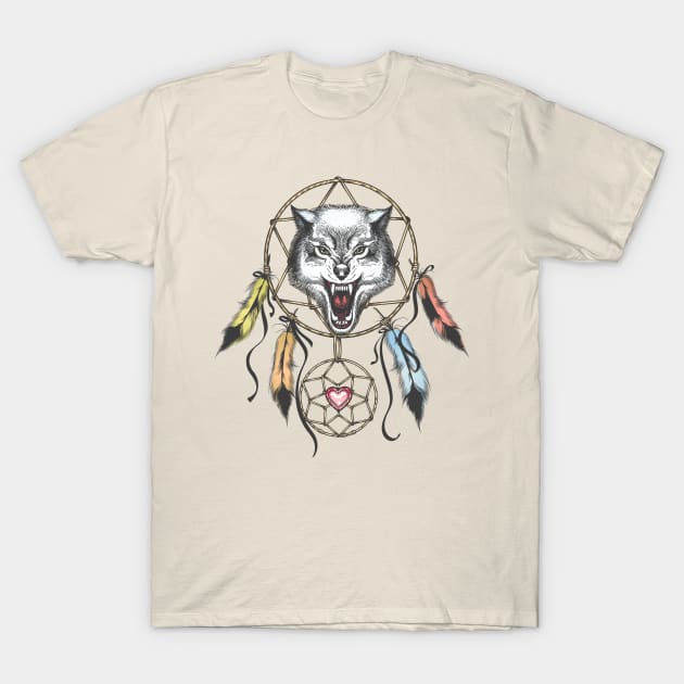 Wolf Head Native Americans Totem Symbol T-Shirt by devaleta